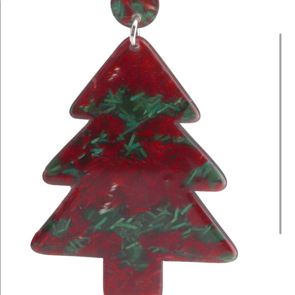 Glitter Resin Christmas Tree Earrings - Picture 2 of 2